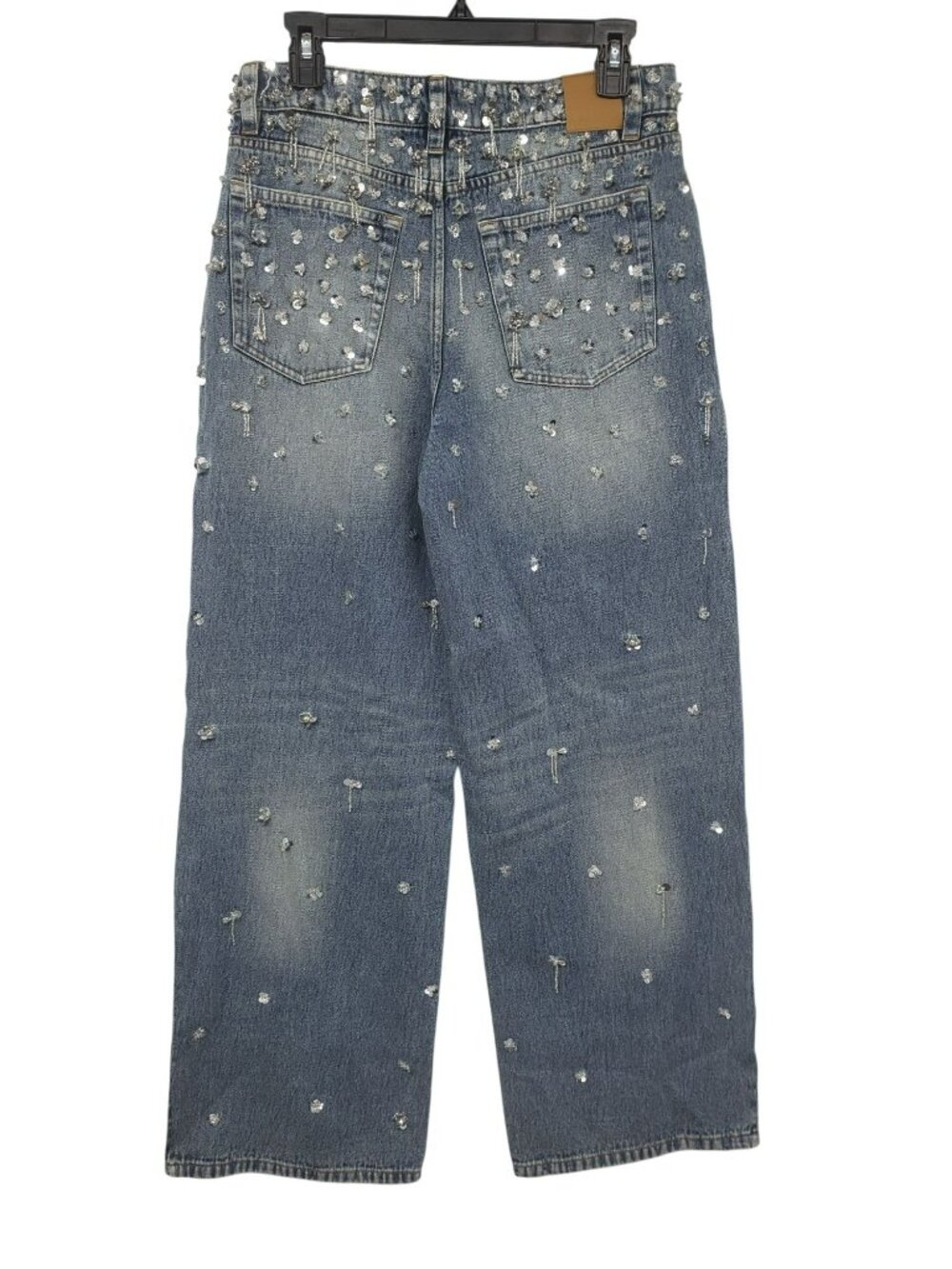 NEW Simkhai $695 Zealand Jeans Hollywood Blue Crystal Embellished Sequin Bling - Picture 6 of 16